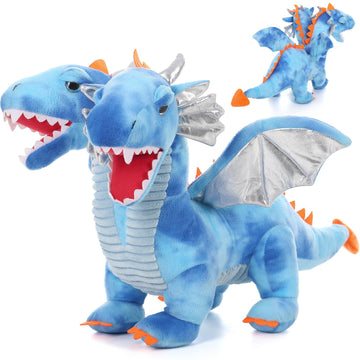 Muiteiur 2-Head Giant Dragon Stuffed Animal, 24 Inch Soft Dragon Plush Toy With Wings, Cute Stuffed Serpent For Baby Kids Girls