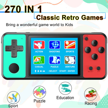 Beico Handheld Game For Kids Adults 3.0'' Large Screen Built In 270 Classic Retro Video Games Seniors Electronic Games Player Bi