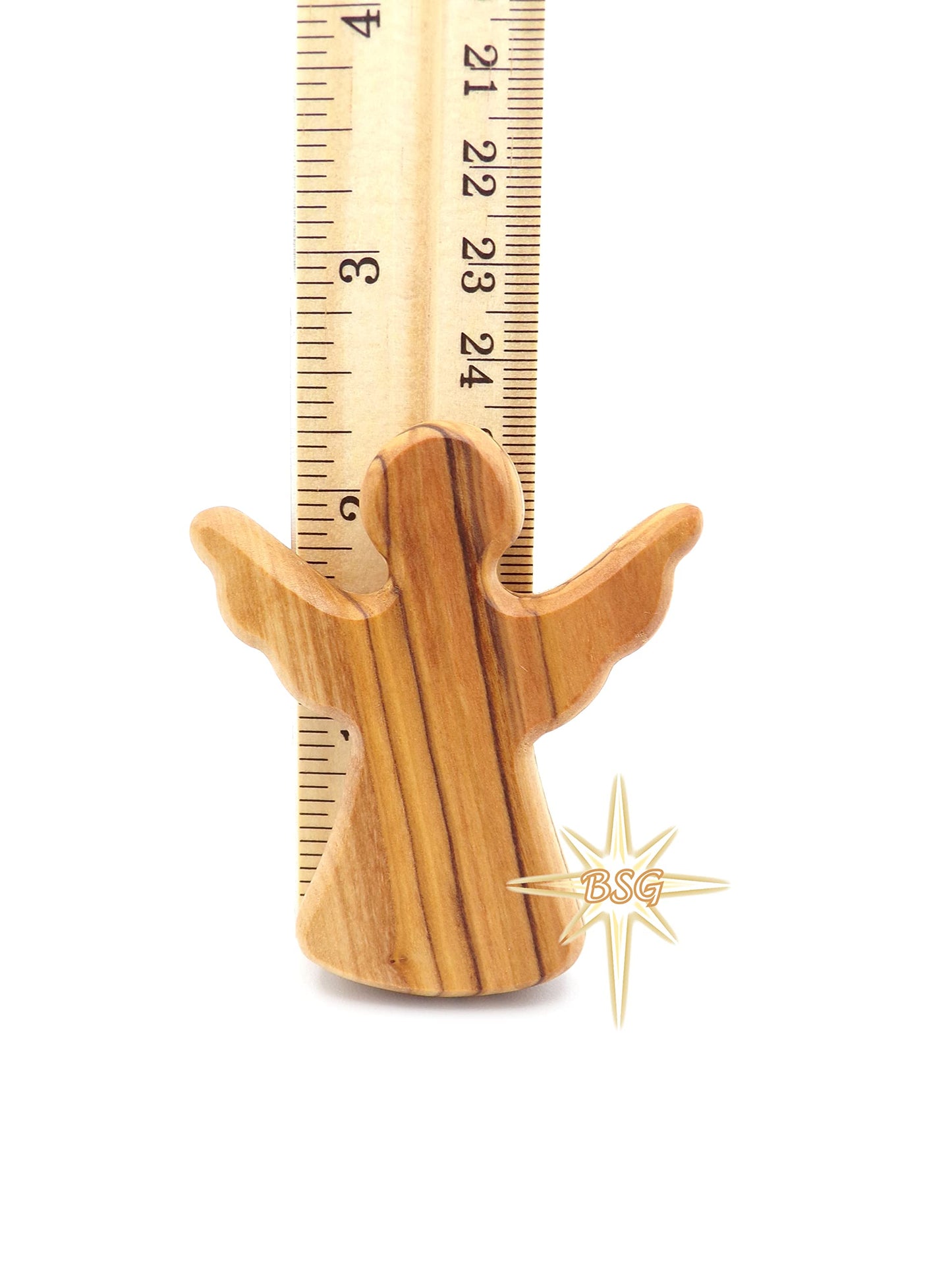 Dacaret Factory Olive Wood Guardian Angel For Hand Palm And Pocket Anti Stress And Anxiety Thumb Stone Comfort Worry Healing (Set Of 2), Brown, Yellow, Unique Grains, 2.4T, 2W