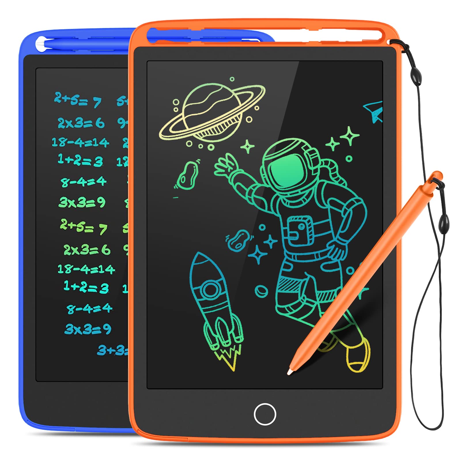 2 Pack Lcd Writing Tablet, Colorful Screen Doodle Board 8.5 Inch Drawing Tablet For Kids, Learning Toys Birthday Gifts Travel Activity Games For 3 4 5 6 Year Old Boys And Girls Toddlers(Orange Blue)