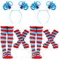 Matiniy 6Pcs Blue Cosplay Costume Outfit For Includes Blue Ponytail Headband Striped Gloves Striped Socking (Lightblue)
