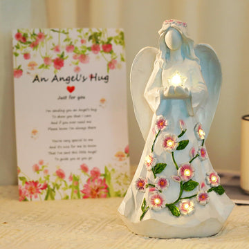 Legifo Guardian Angel Figurines With Light Star Battery Operated Angel Statue Decor, Birthday Gift For Grandma Grandmother Aunt Birthday Gift (With Timing Function)