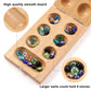 Ceebyfa Mancala Board Game For Kids, Adults & Family. Includes Folding Rubber Wood Board, 48+10 Mancala Stones & Instruction. Cl