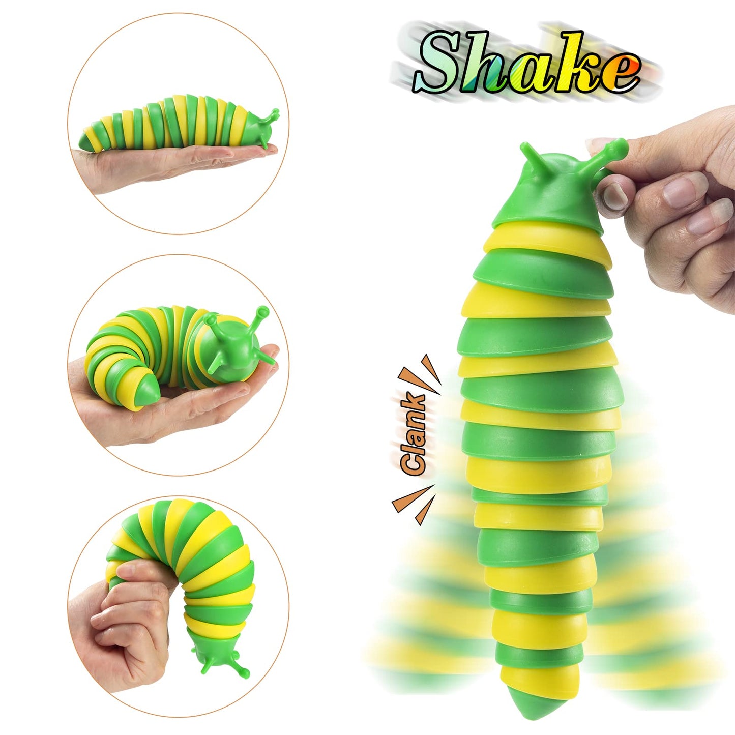 3D Printed Fidget Slug , Flexible Articulated Slug Fidget Toy, Fun Crawling Slug Autism Sensory Toys, Anxiety Relief For Kids, A