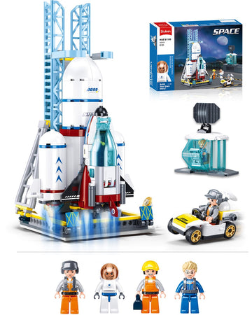 City Space Launch Center Building Set, Rocket Launchpad Building Kit With 4 Astronaut Minifigures For Stem Role-Play, Gift Toys For Boys 6-12, Compatible With Lego Space, 424 Pcs