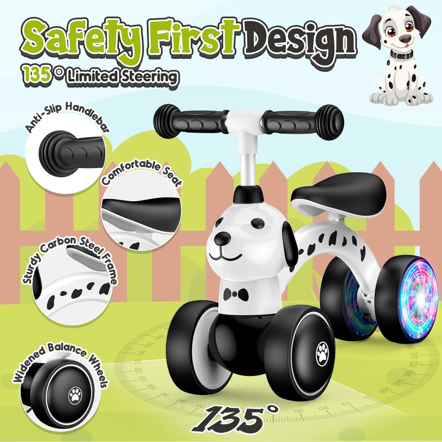 Balance Bike Tricycles Toys For 1 2 Year Old Baby, Colorful Lighting Toddler Bike, First Birthday Gifts For 1 2 Year Old Boys Gi