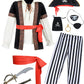 10 Pcs Pirate Costume Kids Coat Pants Hat With Accessories Deluxe Set For Party Cosplay 11-12 Years