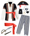 10 Pcs Pirate Costume Kids Coat Pants Hat With Accessories Deluxe Set For Party Cosplay 3T-5T