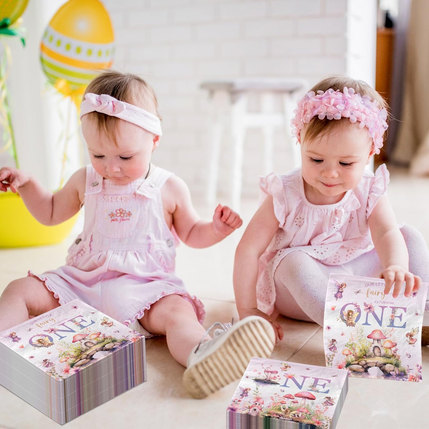 Fairy First Birthday Decorations-40Pcs Fairy One Napkins, Flower Little Fairy Is Turning One Paper Napkins Fairy Dinner Napkins