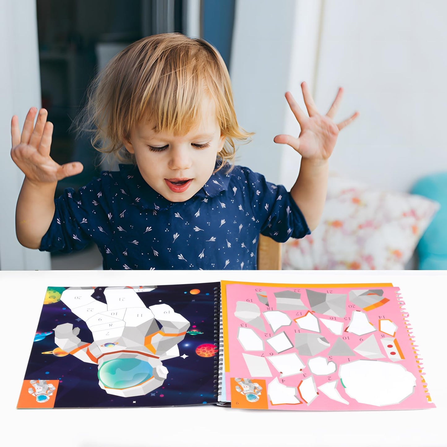 90shine 2PCS Sticker Books for Kids Ages 4-8 Dinosaur Space Designs Party Gift Create 22 Pictures