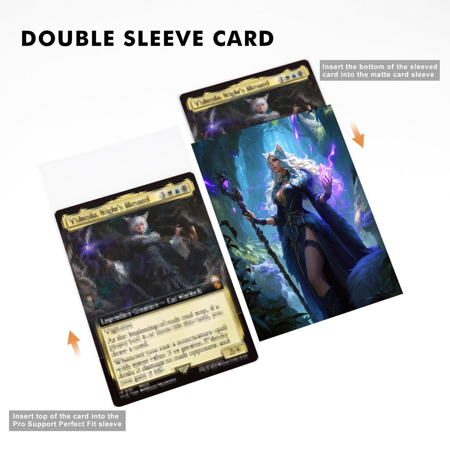 Katomula 100 MTG Card Sleeves - Textured Art with 100 Inner Sleeves, Standard Size, Cat Warlock Color