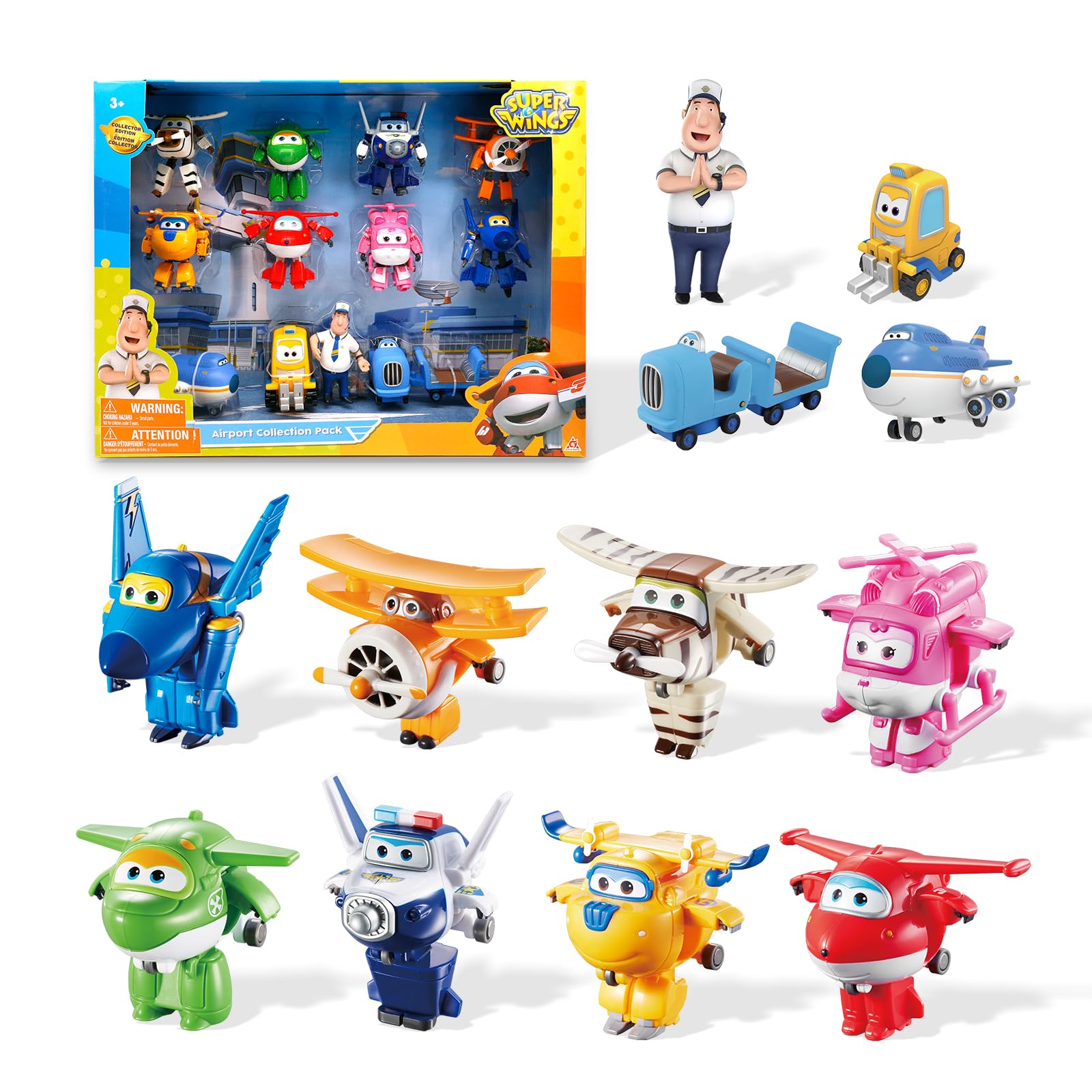 Super Wings - 5' Transforming Airport Airplane Toys Collection Playset Vehicle Action Figures | Plane To Bot | Fun Preschool Toy Plane For 3 4 5 Year Old Boys And Girls | Gifts For Birthday Kids