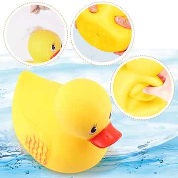 10'' Jumbo Classic Yellow Rubber Duck Bathtime Toy, Floating Fun Pool Preschool Bathtub Toy, Giant Flexible Large Yellow Duck Fo