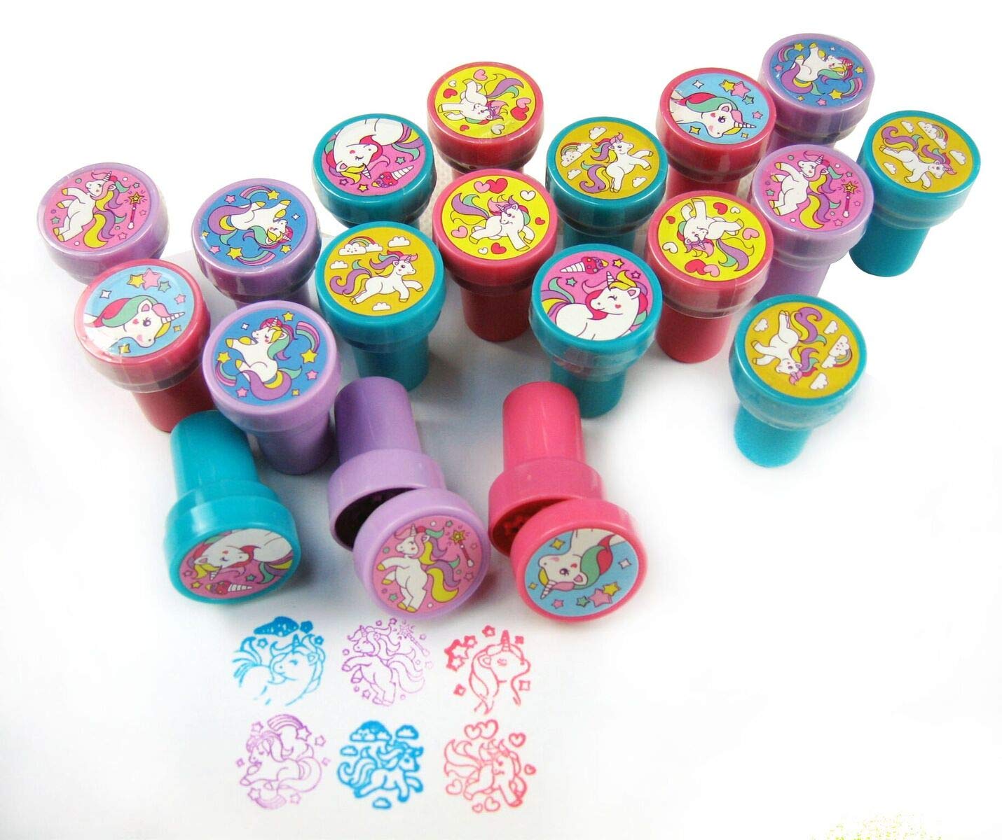 TINYMILLS Unicorn Stampers Set - 24 Pcs, Plastic & Rubber, 1.5 x 1 inches, Creative Fun for Kids