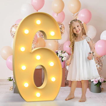 Imprsv 4Ft Marquee Light Up Numbers Letters, Mosaic Numbers For Balloons, Gaint Marquee Numbers, Number 6 Balloon For Sweet 16 B