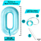 Giant Light Blue 0 Balloon Number - 40 Inch | 0 Foil Balloon | Light Blue Zero Balloon For Ocean Theme Birthday Party Supplies | 0 Mylar Light Blue Number Balloon | Zero Mylar Birthday Decorations
