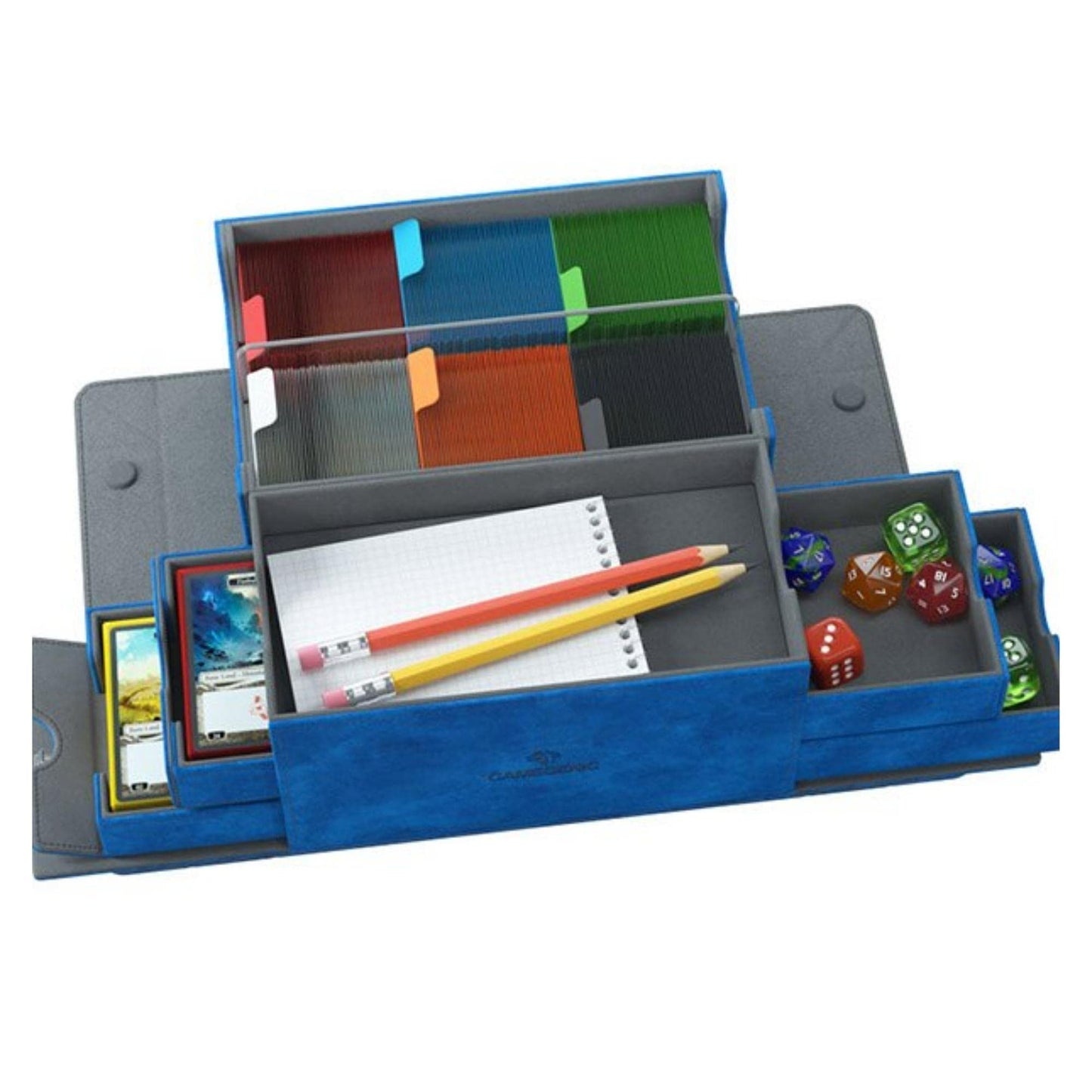 Game's Lair 600+ Convertible Deck Box | Double-Sleeved Card Storage | enhanced Card Game Protector | Nexofyber Surface | Holds up to 600 Cards | Blue Color | Made by Gamegenic Various GGS20087ML