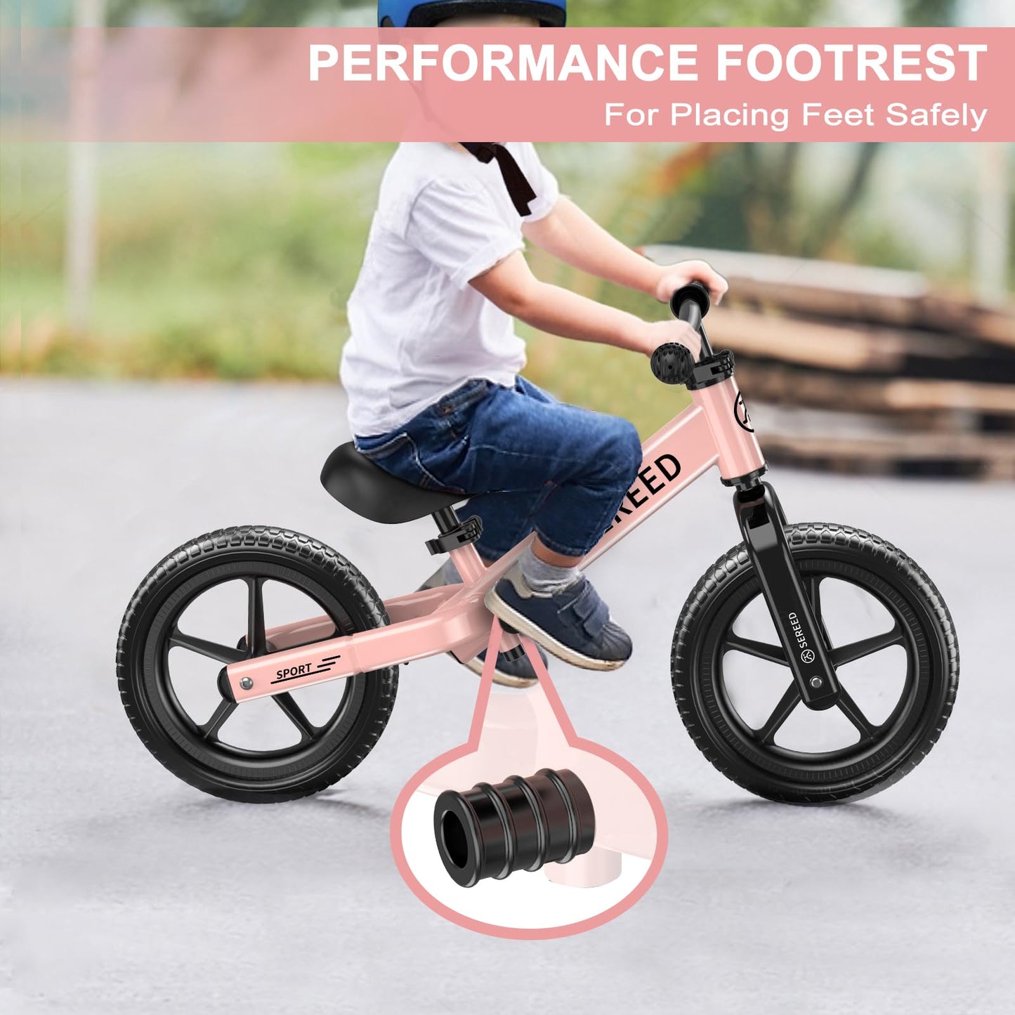 Sereed Toddler Balance Bike 2 Year Old, 12 Inch No Pedal Kids Toy Bike For 2-5 Years Old, Tool-Free Adjustment, Gift For 2-3 Gir