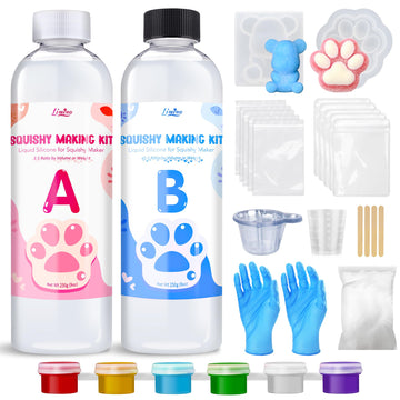 Liquid Silicone Squishy Making Kit - 18Oz 1:1 Ab Ratio Mixed Super Soft Silicone Rubber For Squishy Maker, Perfect Diy Stress Re