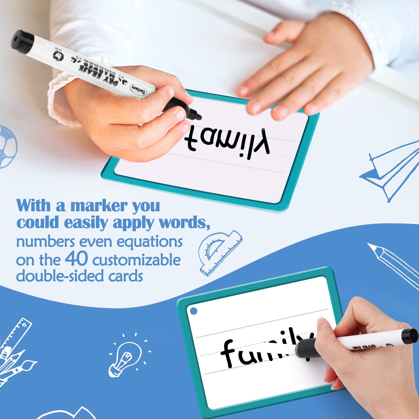 Torlam Sight Words Flash Cards - High Frequency for Pre-K to 3rd Grade, Large Cardstock with Folders & Rings