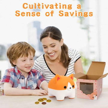 Jizwpoom Piggy Bank For Kids, Dog Piggy Banks, Corgi Piggy Bank For Boys Money Box, Unbreakable Piggy Bank Girls Dog Bank Money Bank For Kids Birthday