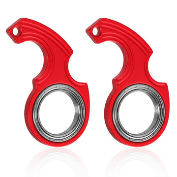 2Pcs Key Chain Spinner Fidget Toy, Portable Finger Spinning Keychain With 2Pcs Key Ring Funny Key Holder Toys For Adults Teens Finger Exercising (Red)