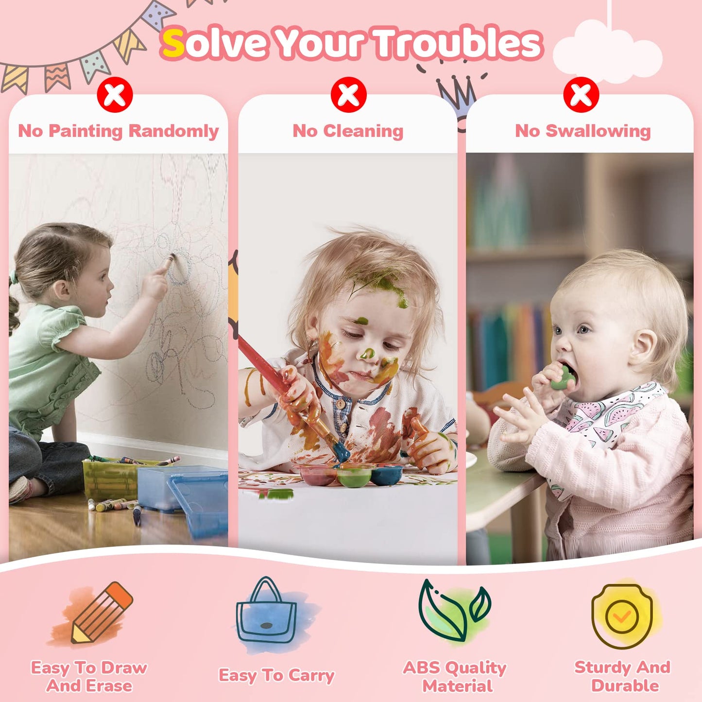 Kikidex Toddlers Toys Age 1-3, Magnetic Drawing Board, Toddler Girl Toys For 1-2 Year Old, Doodle Board Pad Learning And Educati
