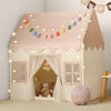 Senodeer Kids Play Tent Indoor: With Brown Checkered, Mat, Rainbow Tissue Garland, Star Lights - Toddler Girl Tent Indoor Playho