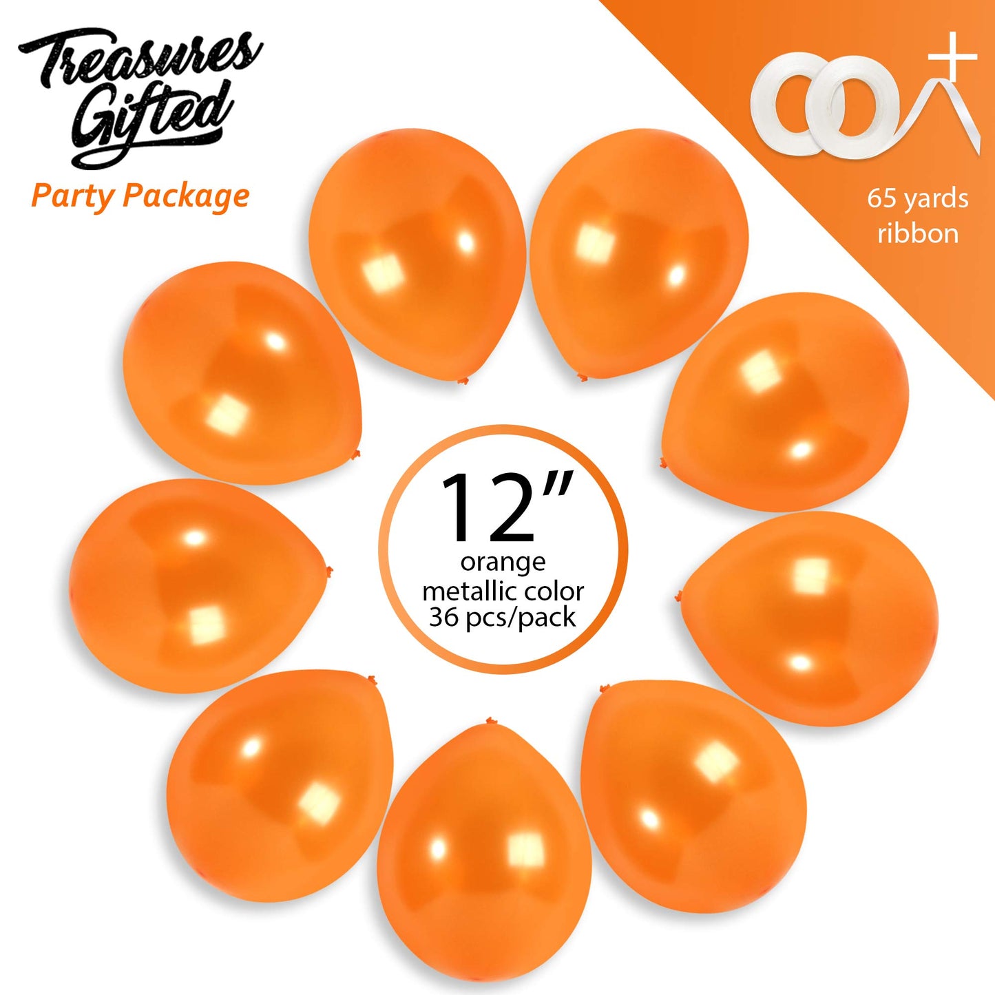 Treasures Gifted Metallic Orange Balloons - Burnt Orange Balloons - Orange Latex Balloons 12 Inch - Dark Orange Balloons - Orang