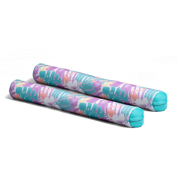 Big Joe Noodle 2 Pack No Inflation Needed Pool Floats, Tropical Hibiscus Aqua Double Sided Mesh, Quick Draining Fabric, Jumbo 4 Feet