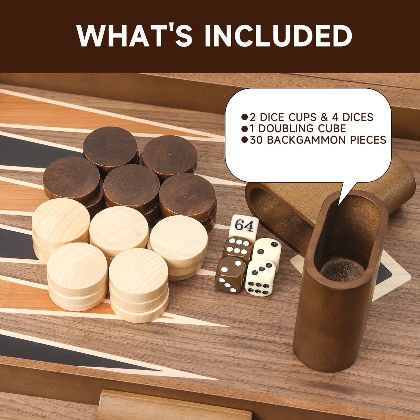 GSE Games & Sports Expert enhanced Wooden Folding Inlay Backgn Board Game Set  Classic Traditional Strategy Board Games (Star - 17 Inches)