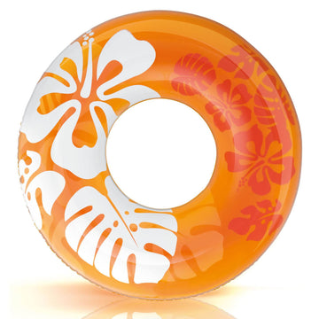 Intex 59251Ep Clear Tropical Inflatable Tube: Floral Graphic Design - 36'' Diameter - 132Lb Weight Capacity - One Tube - Color M