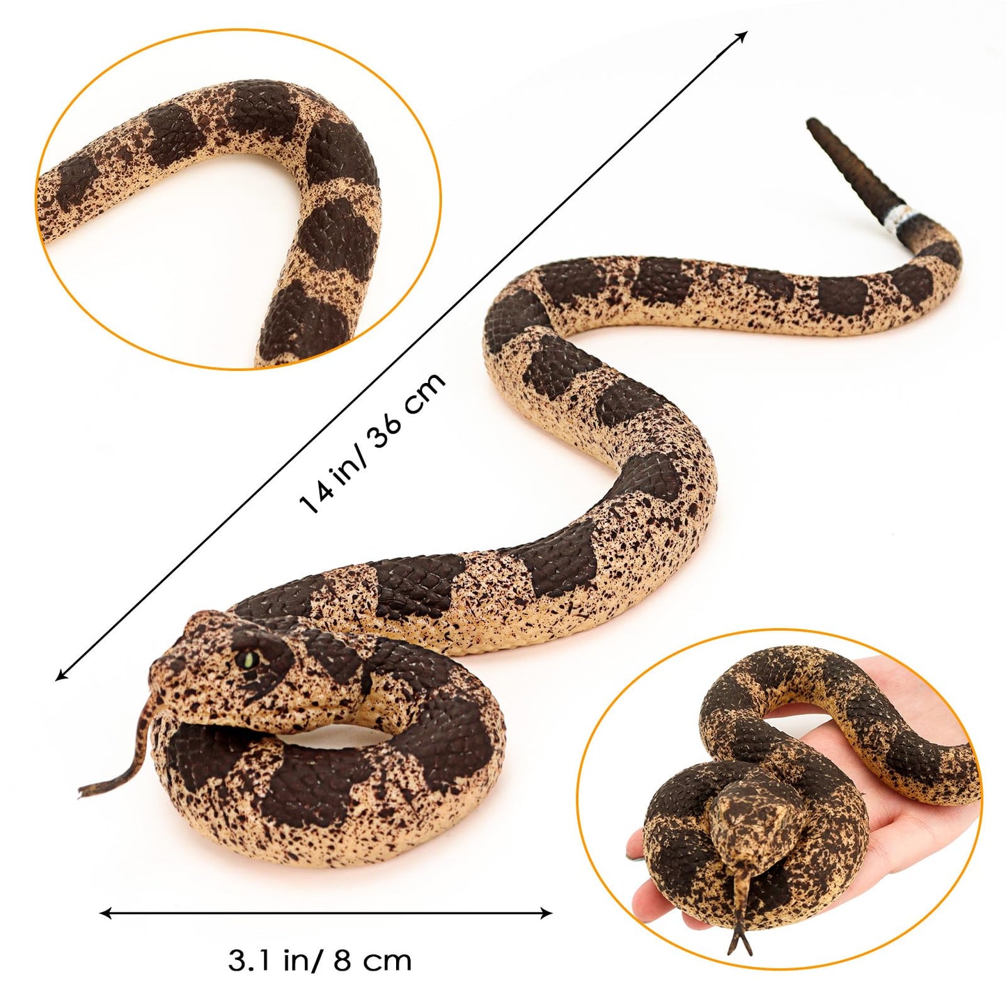 HFATMOS 1pc Realistic Rubber Snakes, Plastic Snakes, Prank Snake Toys for Party, Tricking People, Kids Playing, Garden Props Dec