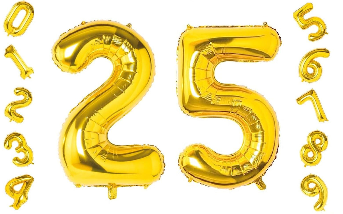 Shopping Time Golden Number Foil Balloons  (32 Inch) (Number 25)