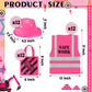 Geyoga 36 Pcs Kids Construction Worker Costume Construction Dress Up Party Favors Vests Hats Bag For Birthday Age 3-8(Pink)