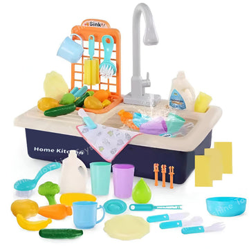Toyshine Mist Spray Pretend Kitchen Running Water Play Set Toy with Utensils and Cutting Play Food for Boys Girls 3+