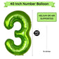 Paticool 40 Inch Green Number Balloon 3, Large Number Foil Balloons Mylar For Girl Boy Birthday Party Celebration Decorations Su
