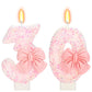 ElekFX 30th Birthday Candles for Cake, Pink Bow Number Cake Candles, 2.76 inch Number Happy Birthday Candle, Cake Topper Decorat