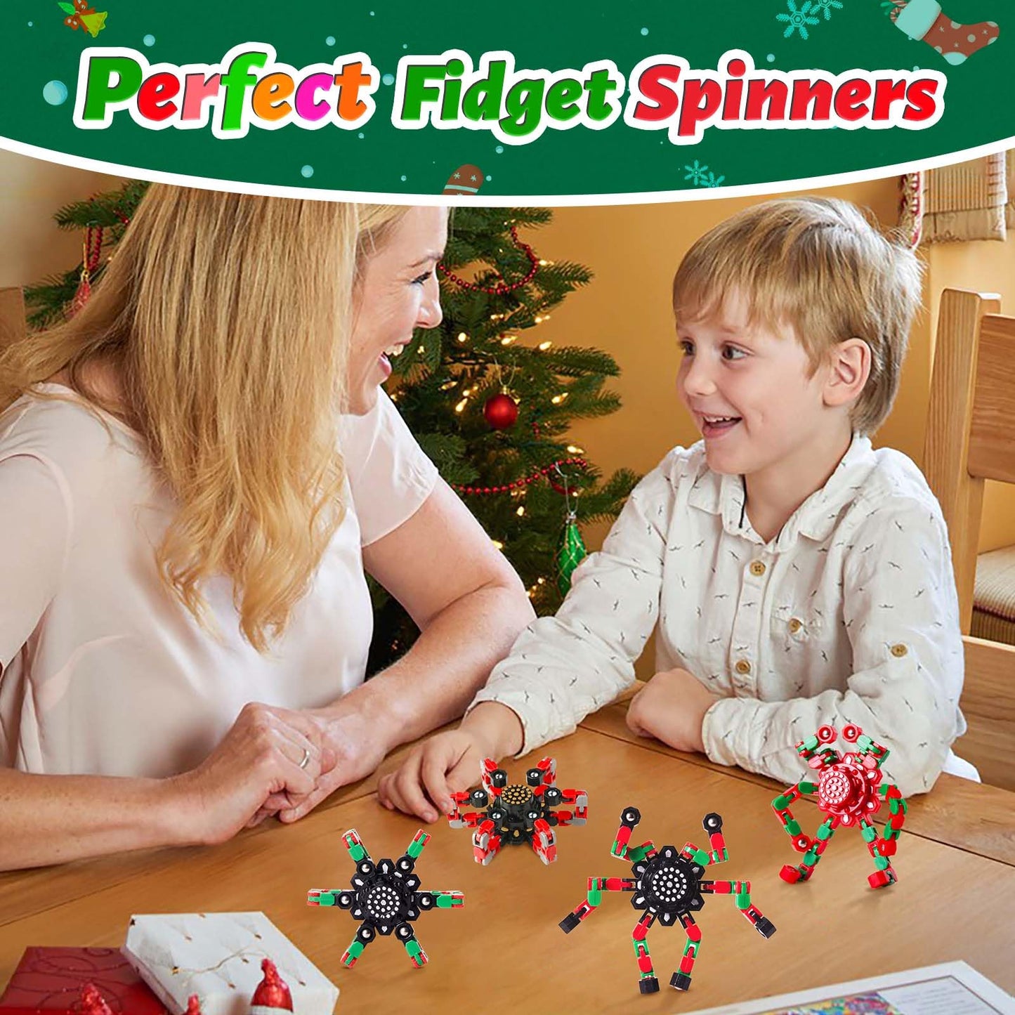 Gokeey Fidget Spinners For Kids And Adults Christmas Fidget Toys Gifts, Stress Relief Sensory Toys For Boys And Girls Fingertip