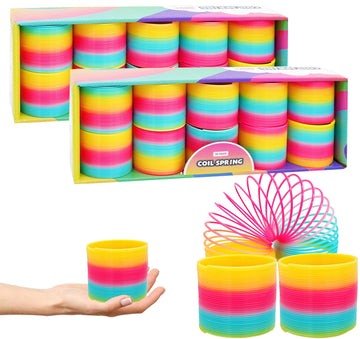 The Dreidel Company Plastic Multicolor Coil Spring, Goody Bag Fillers, Party Favor For Kids, 3' Inches (80Mm) (50-Pack)