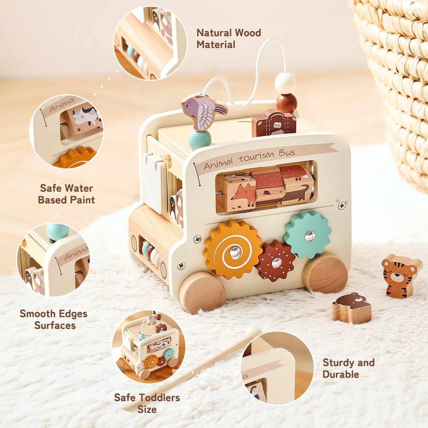 Wooden Activity Cube 8-In-1 Montessori Toys | Multifunctional Early Educational Learning Toys | Activity Cube For Baby Shape Sor