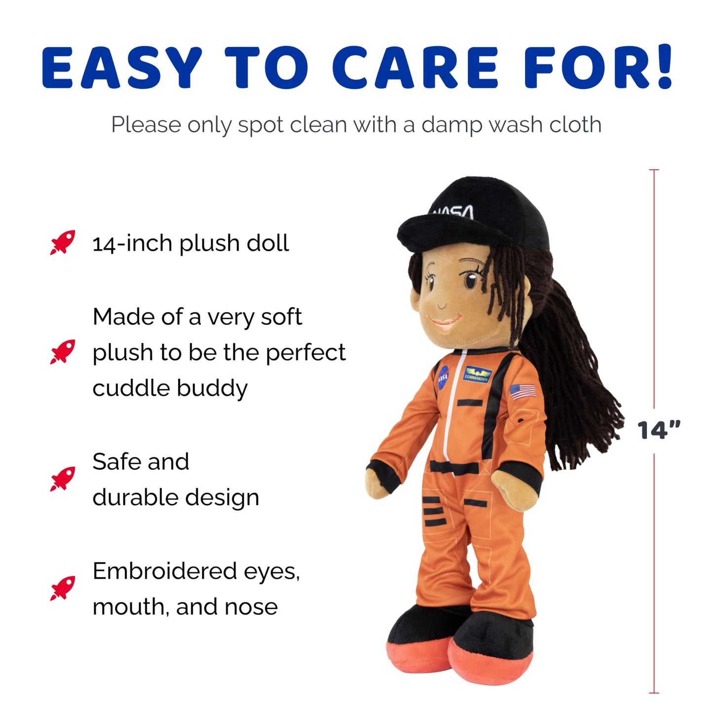Playtime By Eimmie - 14” Julie Nasa Doll - Soft Baby Doll - Plush Rag Dolls For 2 Year Old Girls & Boys, Toddler & Infants - Astronaut Plush Washable Doll - Astronaut Plush Toy - Astronaut Doll