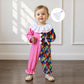 Aiwpstoin Toddler Baby Clown Costume Boy Girl Funny Halloween Outfit Contrast Color Long Sleeve Jumpsuit with Hat (Pink, 18-24 M