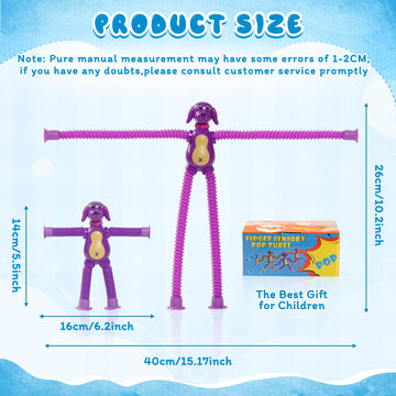 4 Pcs Telescopic Suction Cup Dog Toy,Dog Pop Sensory Tube Toddler Fidget Toys,Dog Party Favors For Kids,Classroom Exchange, Scho