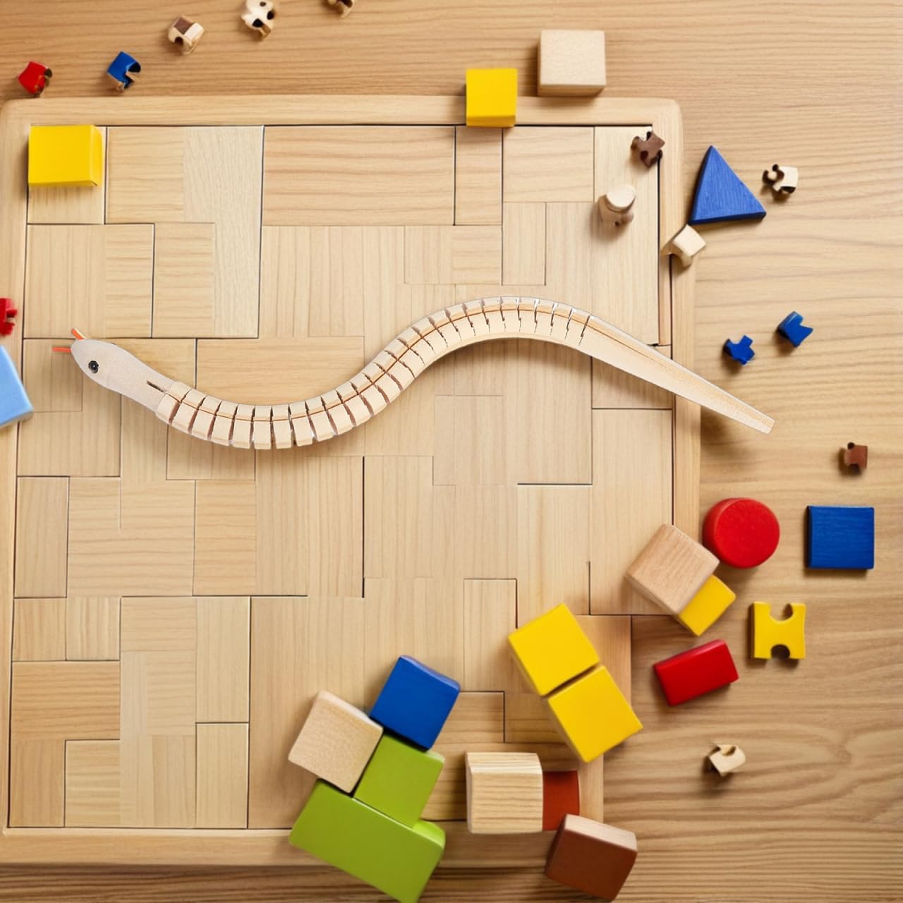 Unfinished Wooden Wiggly Snakes Toy: Jointed Flexible Wood Snake to Paint 6pcs Blank Animal Model for DIY Arts Crafts Birthday P