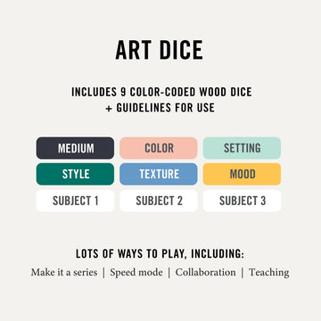 Two Tumbleweeds Art Dice - Drawing & Painting Game For Adults, Artists & Teachers - Set Of 9 Dice For Creative Inspiration In The Studio And Classroom - Gift For Artist - 1+ Players