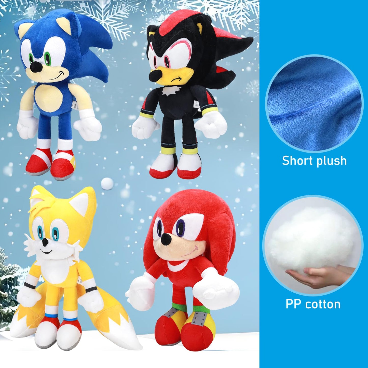4 Pcs Sonic Plush Toys, Hedgehog 3 Movie Plushies Toys For Kids Christmas Birthdays And Gifts For Fans, The Super Hedgehog Shado