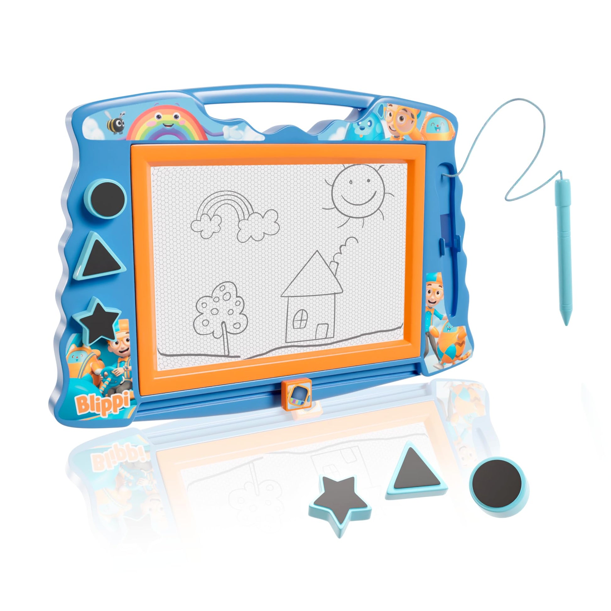 Lolipop Blippi Magnetic Sketcher with Magnetic Pen and Stamps  Star, Heart, Triangle Shapes | Creative Drawing Pad for Kids Bli