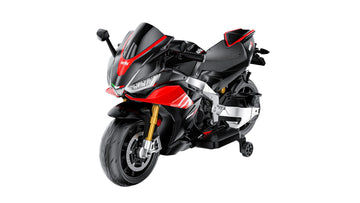 24V Kids Motorcycle Aprilia Licensed Electric Motorcycle for Kids Top Speed to 10MPH with Long Battery Life, Thread Wheels, Trai