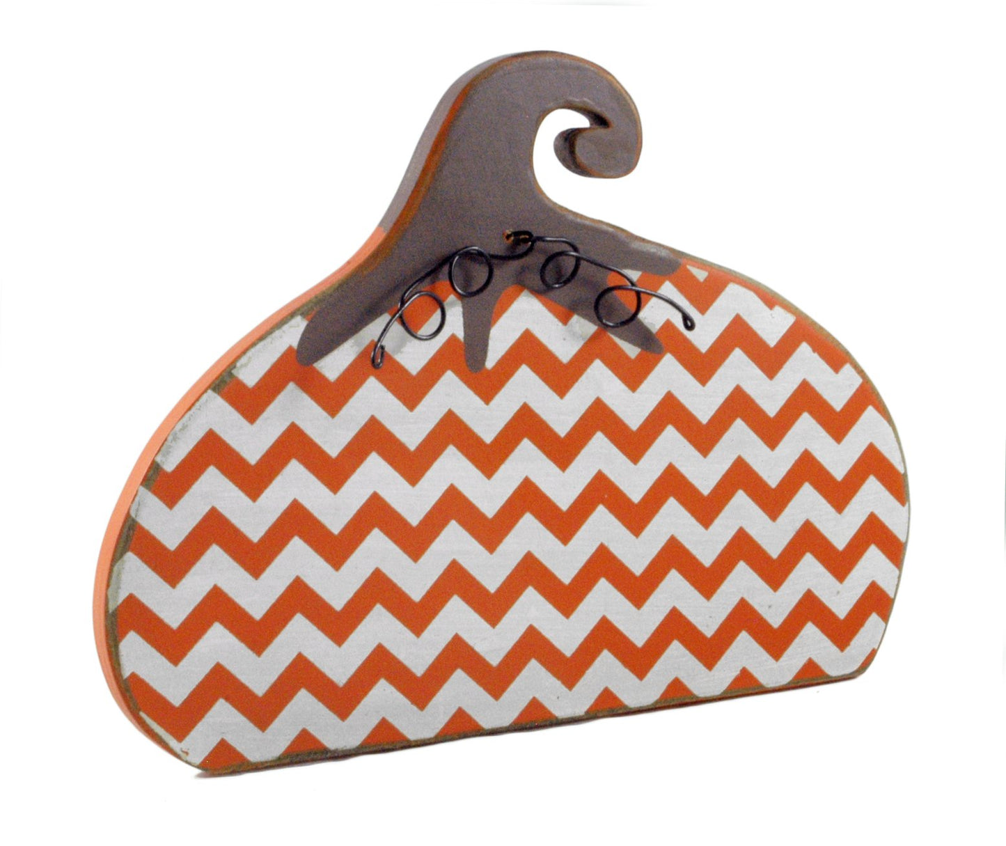 Primitives By Kathy Chunky Shelf Sitter, 8.5 X 6.25-Inch, Chevron Pumpkin
